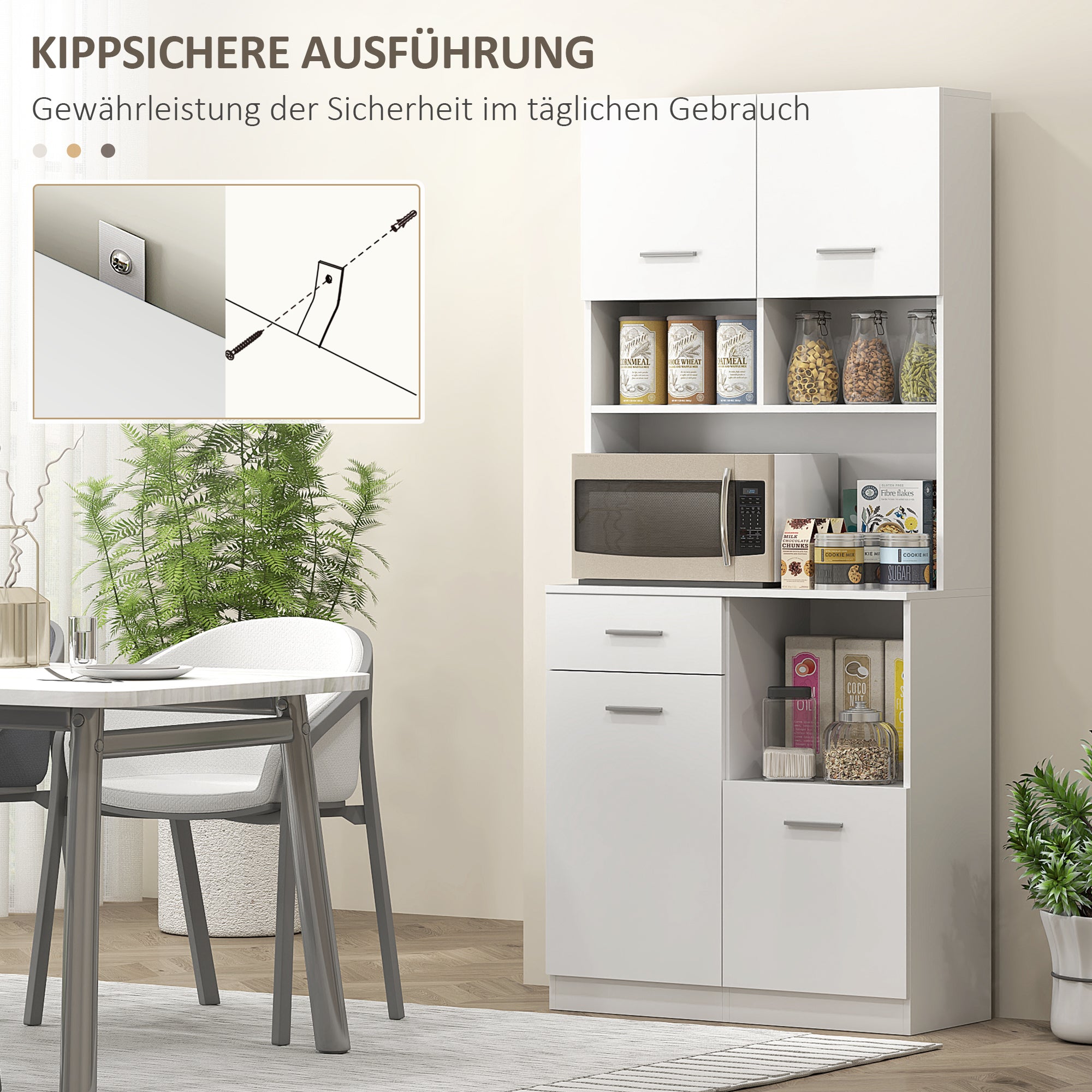 HOMCOM Buffetkast met Lade, Soft-Close Deuren, 80 x 35 x 180 cm - Wit