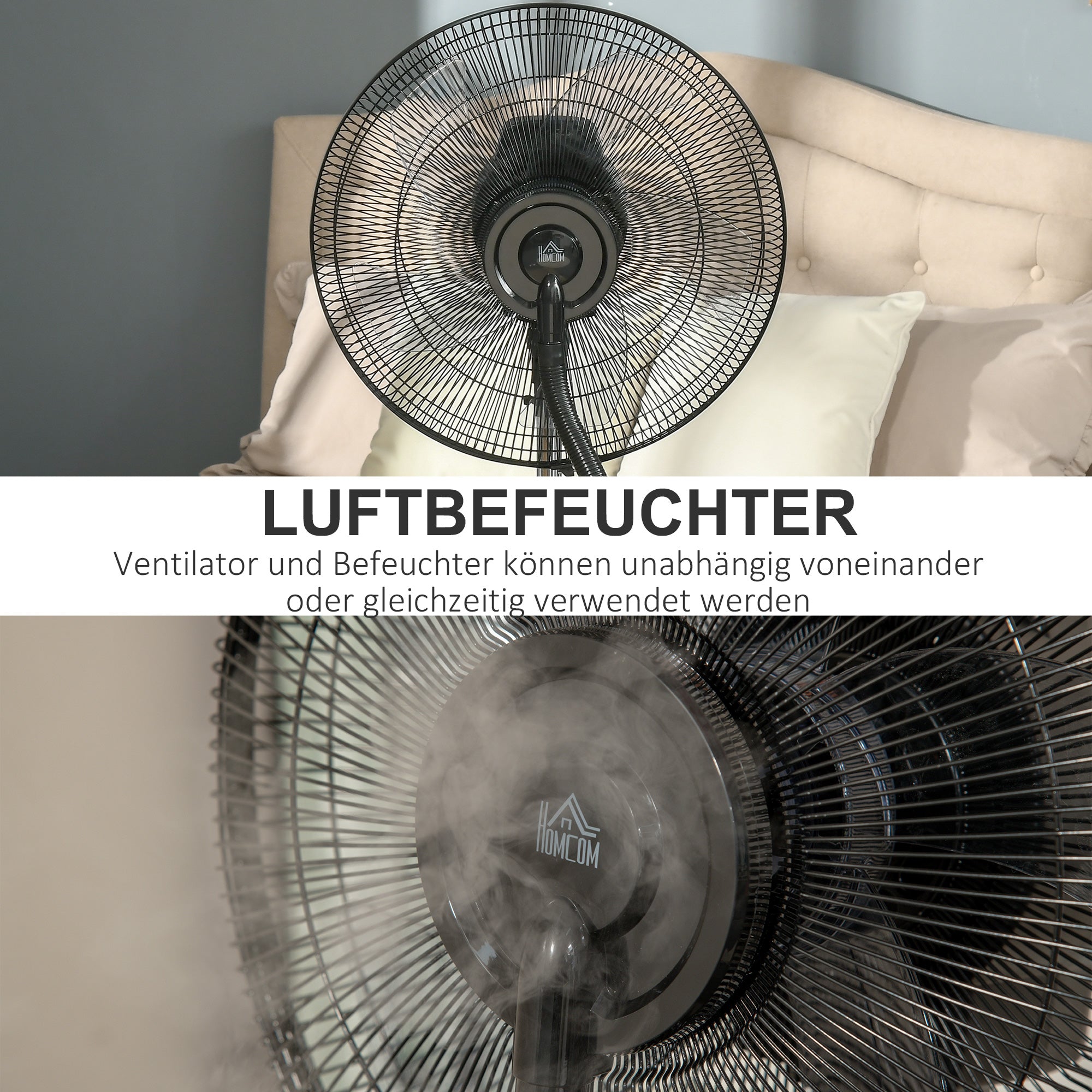 HOMCOM Statiefventilator met 3,1 liter waterverstuiver ventilator hoogte 135 cm 3 modi