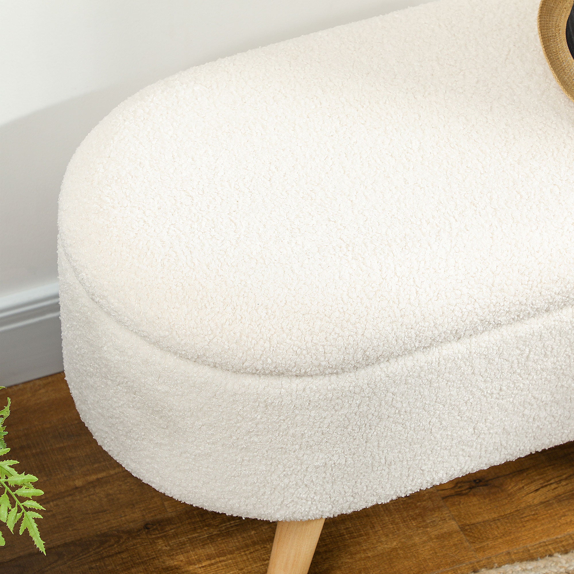 HOMCOM Zitbank met Opbergruimte en Deksel, Voethocker voor Hal, Woonkamer, Slaapkamer, Hout, Stoffen Bekleding, Wit
