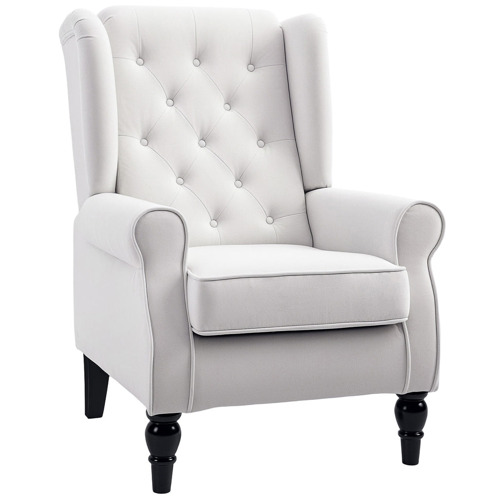 HOMCOM Elegante Oorfauteuil, Dik Gepolsterd, Afneembare Hoes, 74 x 86 x 102 cm, Crèmewit