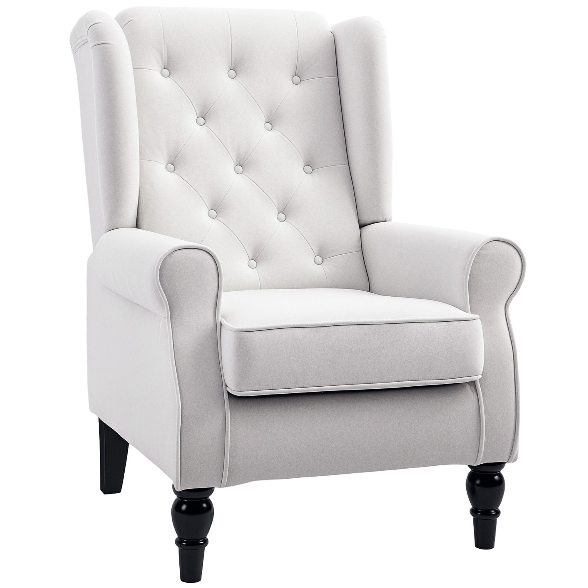 HOMCOM Elegante Oorfauteuil, Dik Gepolsterd, Afneembare Hoes, 74 x 86 x 102 cm, Crèmewit