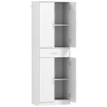 HOMCOM Keukenkast, 3-traps verstelbare planken, Spaanplaat, MDF, veel opbergruimte, Wit