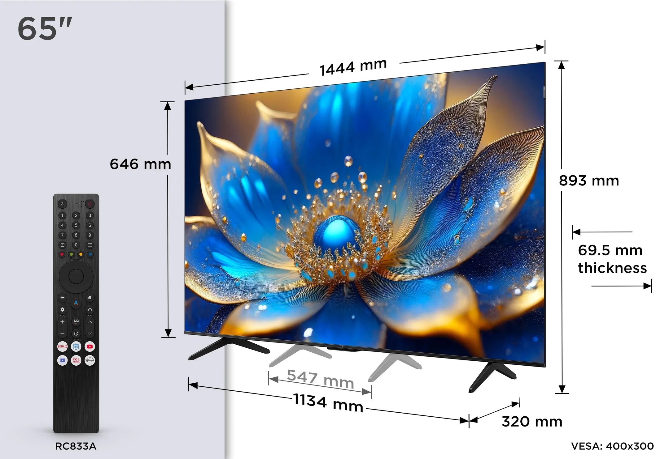 TCL QLED 4K TV 65P79K (2025) - 65 inch