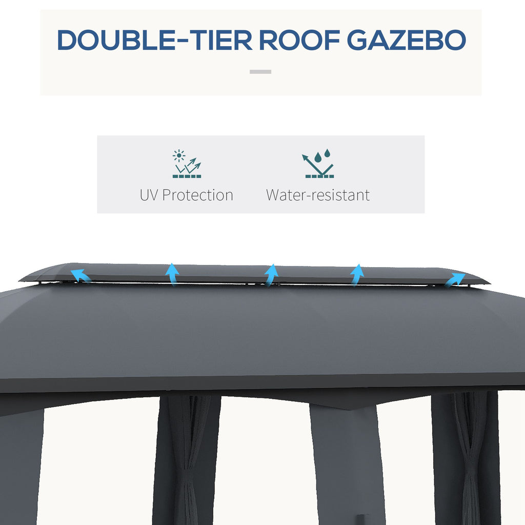 Outsunny Waterdichte Tuinpaviljoen 3x6m voor Tuin, Ideaal voor Feesten en Vriendschap, Donkergrijs
