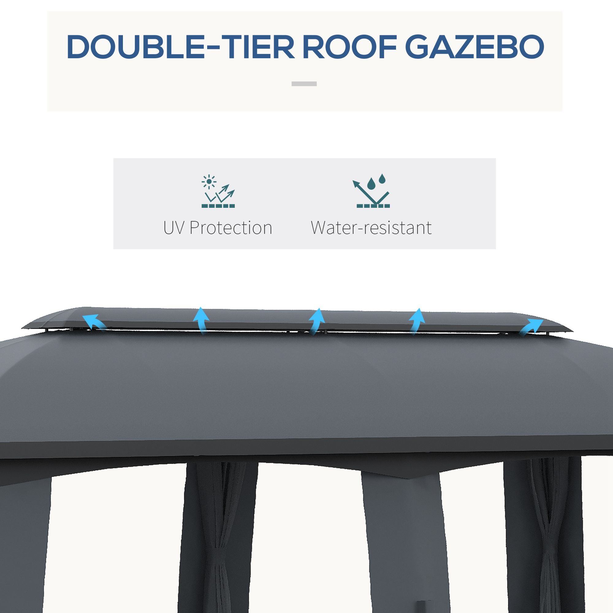 Outsunny Waterdichte Tuinpaviljoen 3x6m voor Tuin, Ideaal voor Feesten en Vriendschap, Donkergrijs