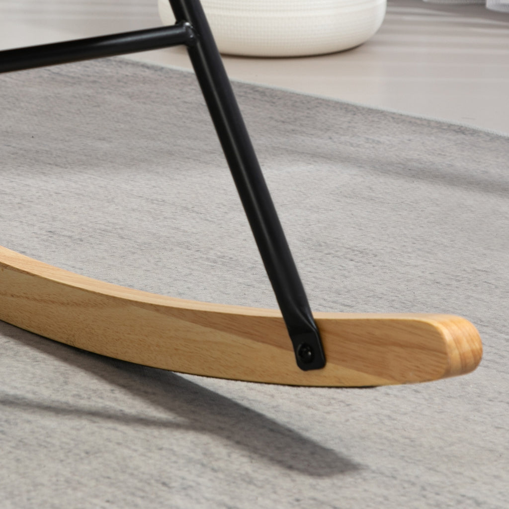 HOMCOM Schommelstoel in Samt-uitstraling met Lendenkussen, tot 120 kg, 67 x 85 x 112 cm, Crèmewit