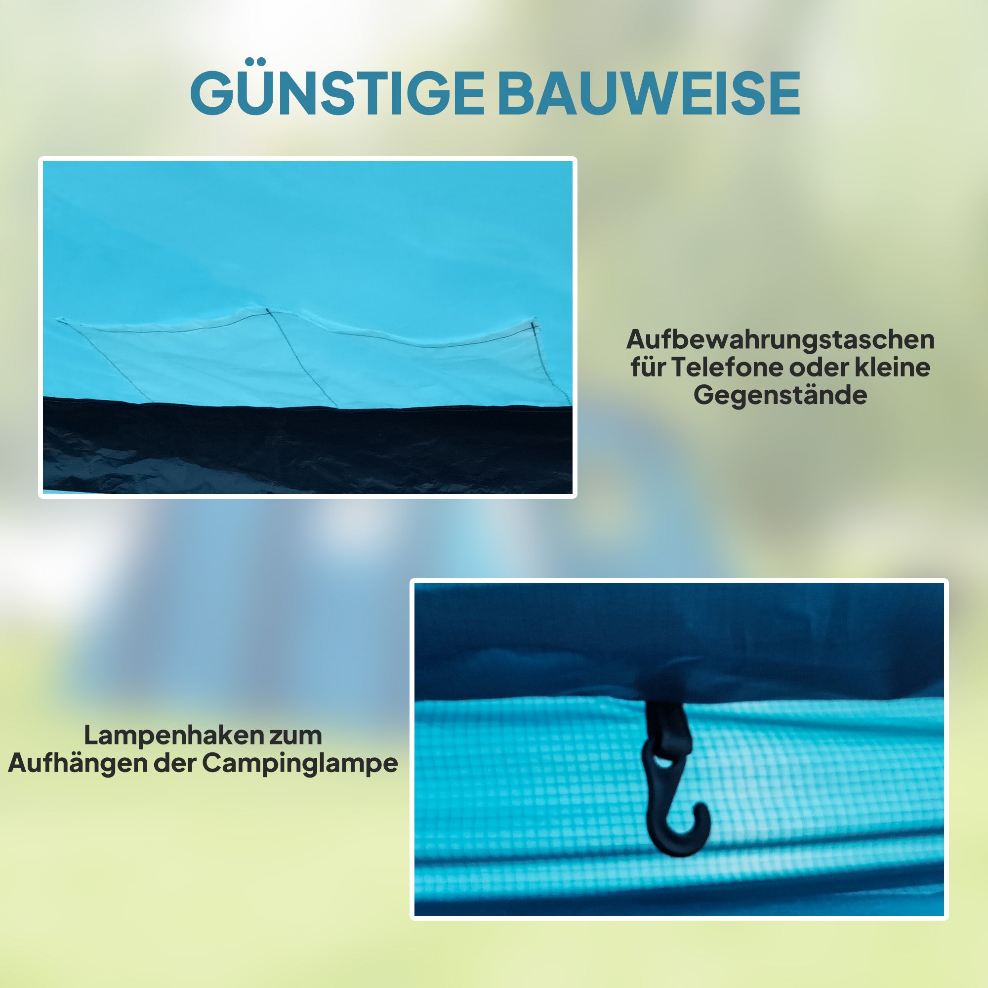 Outsunny Opblaasbare Campingtent 3-6 Personen Outdoor Tunneltent met Zijramen Deur Luchtsteunen 4,4 x 2,8 x 1,95 m Blauw