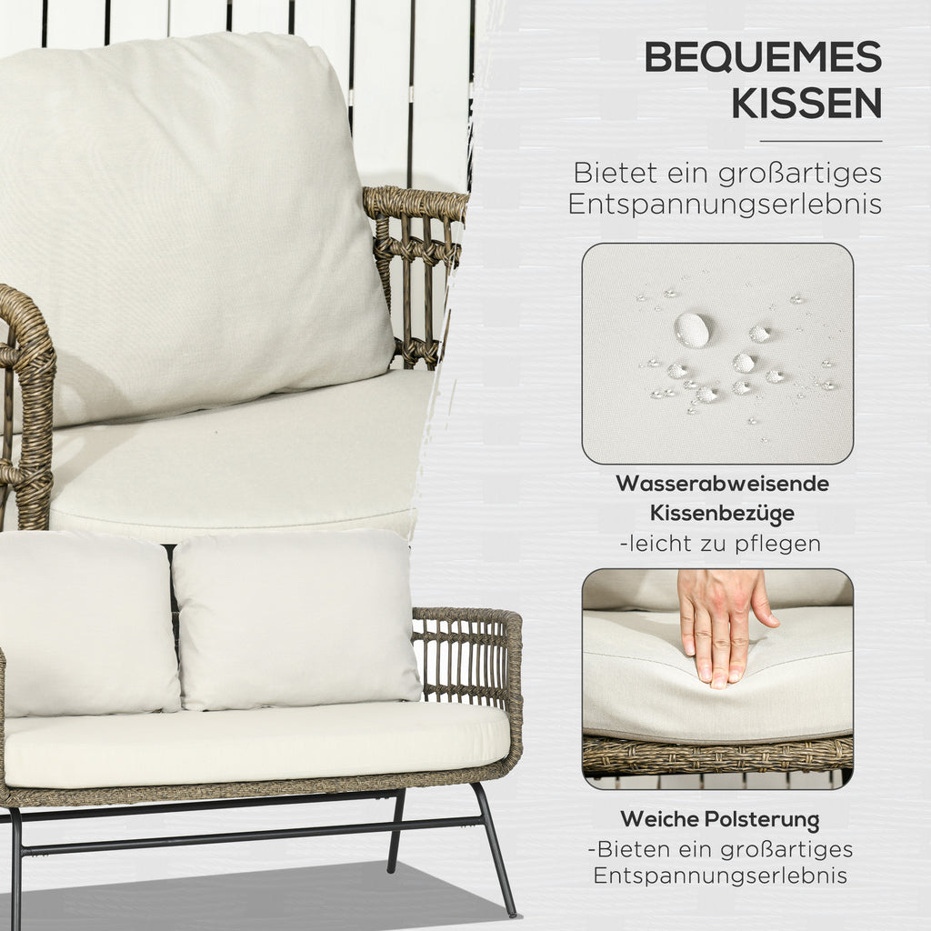 Outsunny tuinmeubels 5-delig Zitset van rotan voor buiten met kussens, aluminium