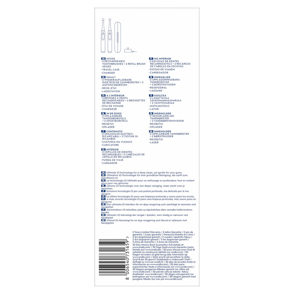 Oral-B Elektrische tandenborstel iO3 Duo Matt Zwart/Ice Blauw + Reisetui
