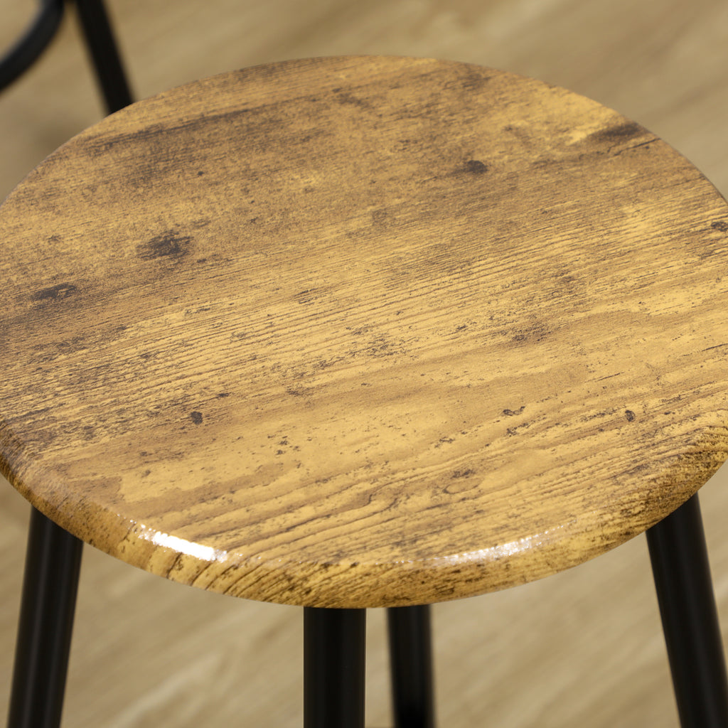 HOMCOM 5-delig. Bartafelset met industrieel design, 1 bartafel, 4 barkrukken, bankstel, aanrecht, zwart+bruin