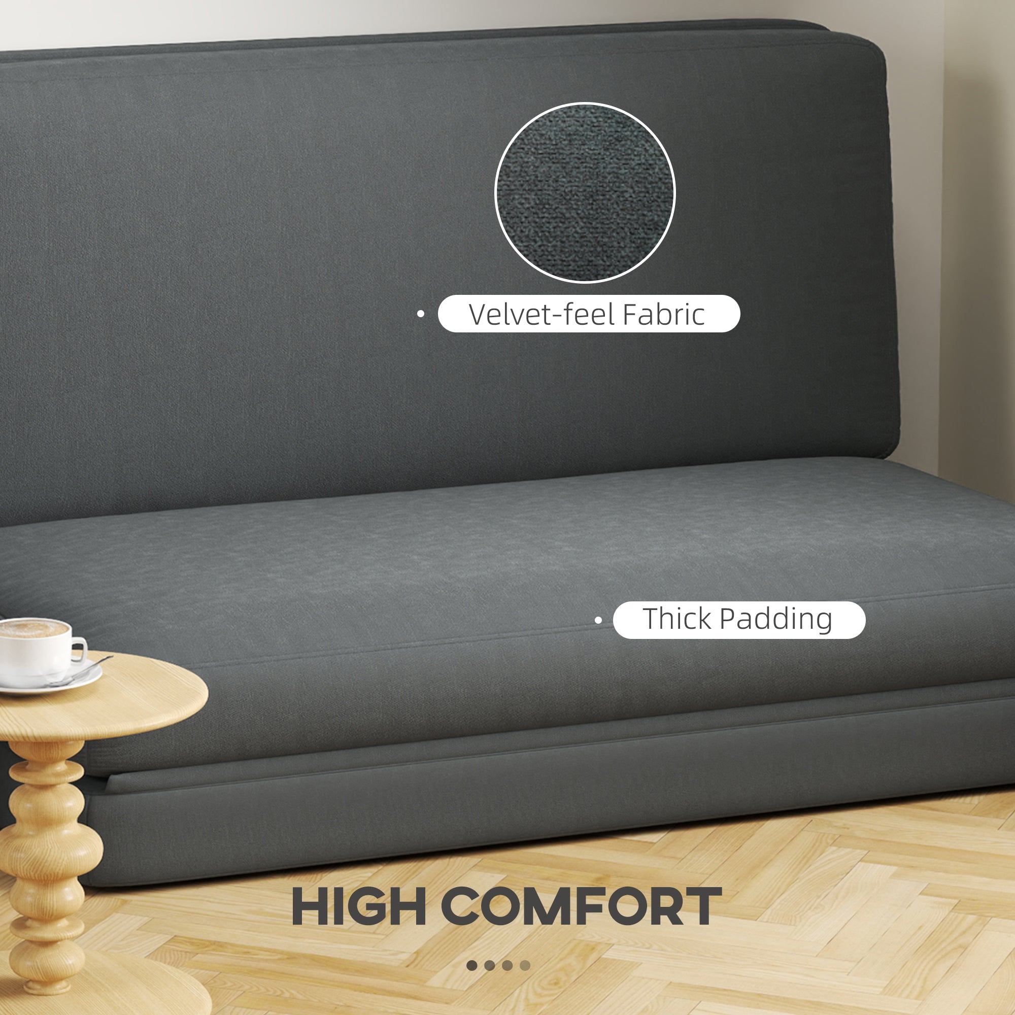 HOMCOM 3-in-1 Opvouwbare Relaxstoel, Gastenmatras, Deelbaar, 138 cm breed, Donkergrijs