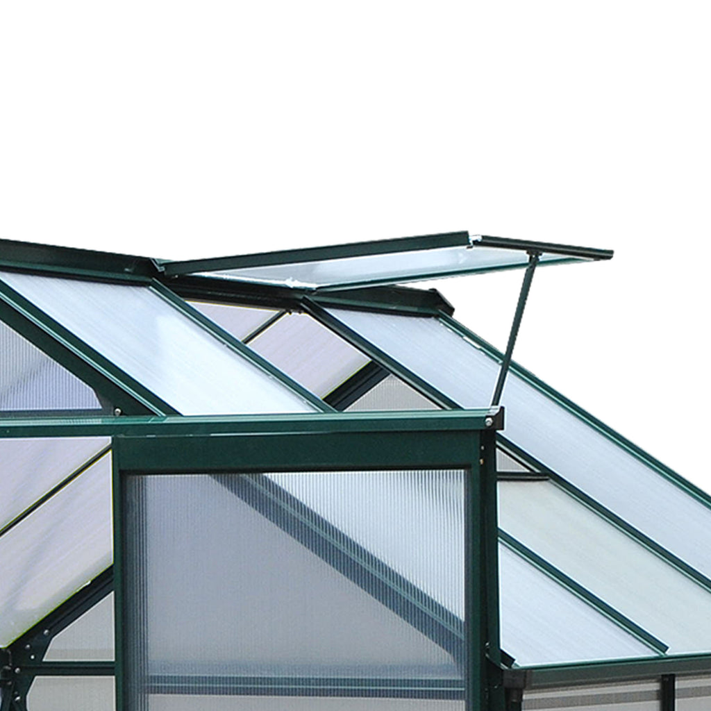 Outsunny aluminium kas met dakraam deur 190 x 192 x 201 cm, groen + transparant