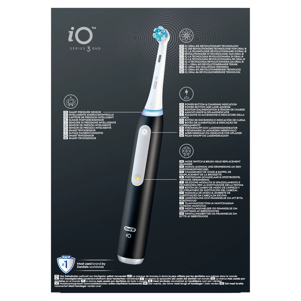 Oral-B Elektrische tandenborstel iO3 Duo Matt Zwart/Ice Blauw + Reisetui