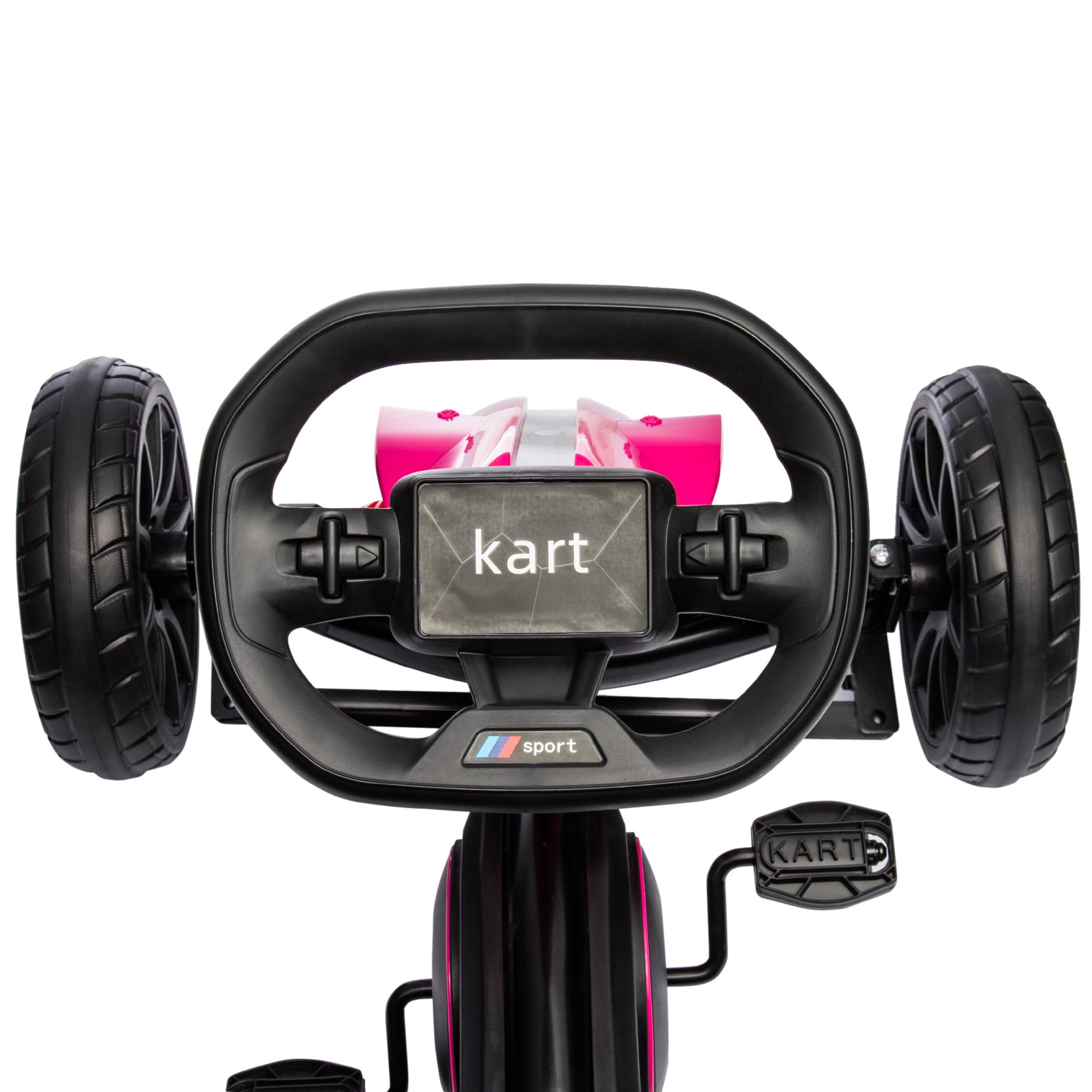 HOMCOM Go-Kart voor Kinderen met Verstelbare Stoel, Trapvoertuig, Trapauto met Handrem, 3-8 Jaar, Outdoor, Roze