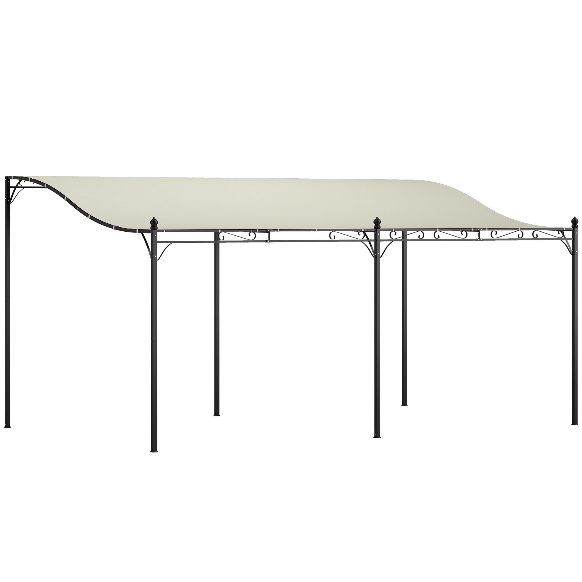 Outsunny 3 x 5 m Pergola, Flexibel Tuindak met Waterdichte Zeil en Metalen Frame, Schaduwplek, Crèmewit