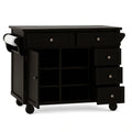 Kkken, design med hjul, lavet af tr, sort, med 5 skuffer, 1 dr og 3 bne rum, strrelse 90x45x85 cm, til kkkenopbevaring - l5oDBGkRlRKy
