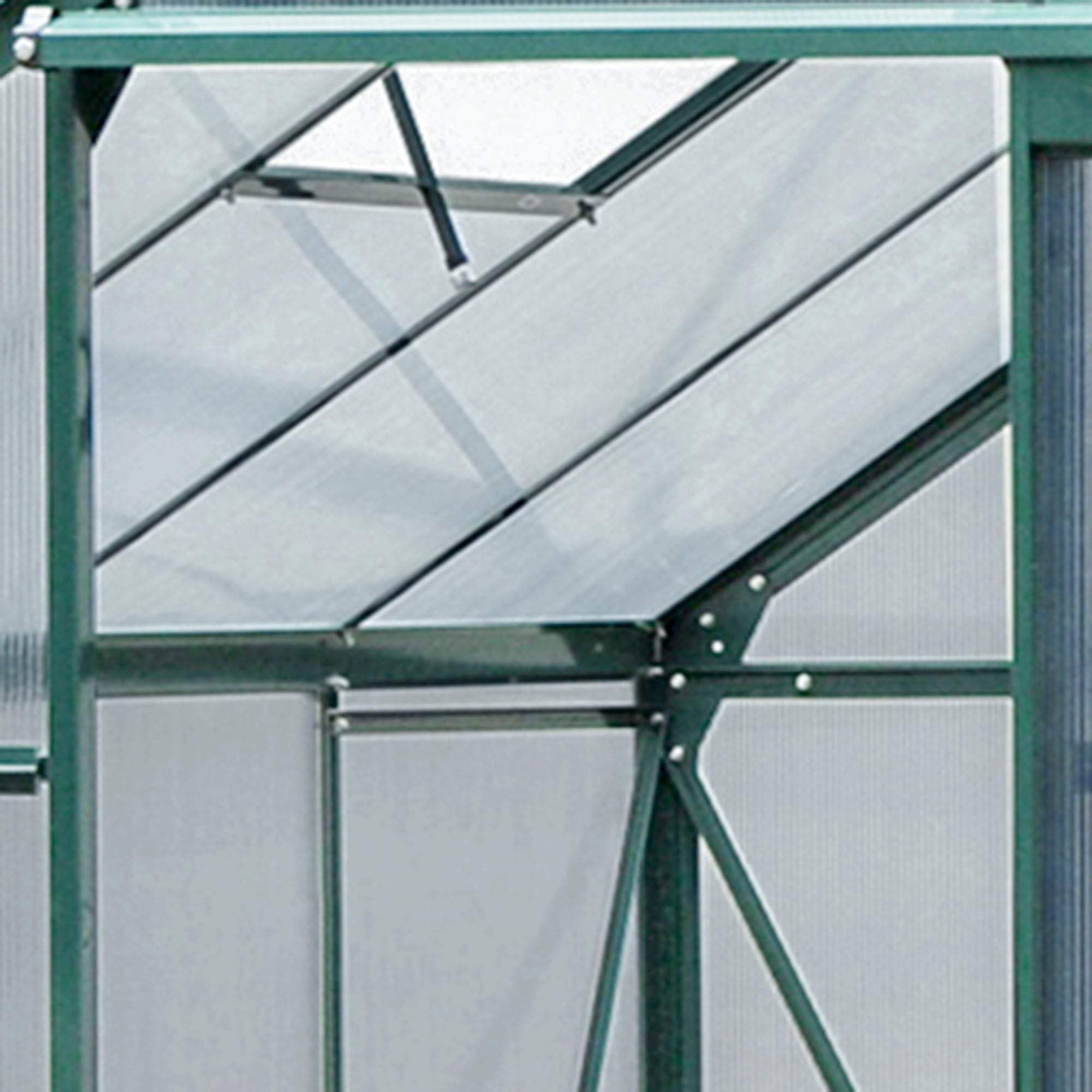Outsunny kas met polycarbonaat behuizing en dakklep, 190x 252 x 201 cm