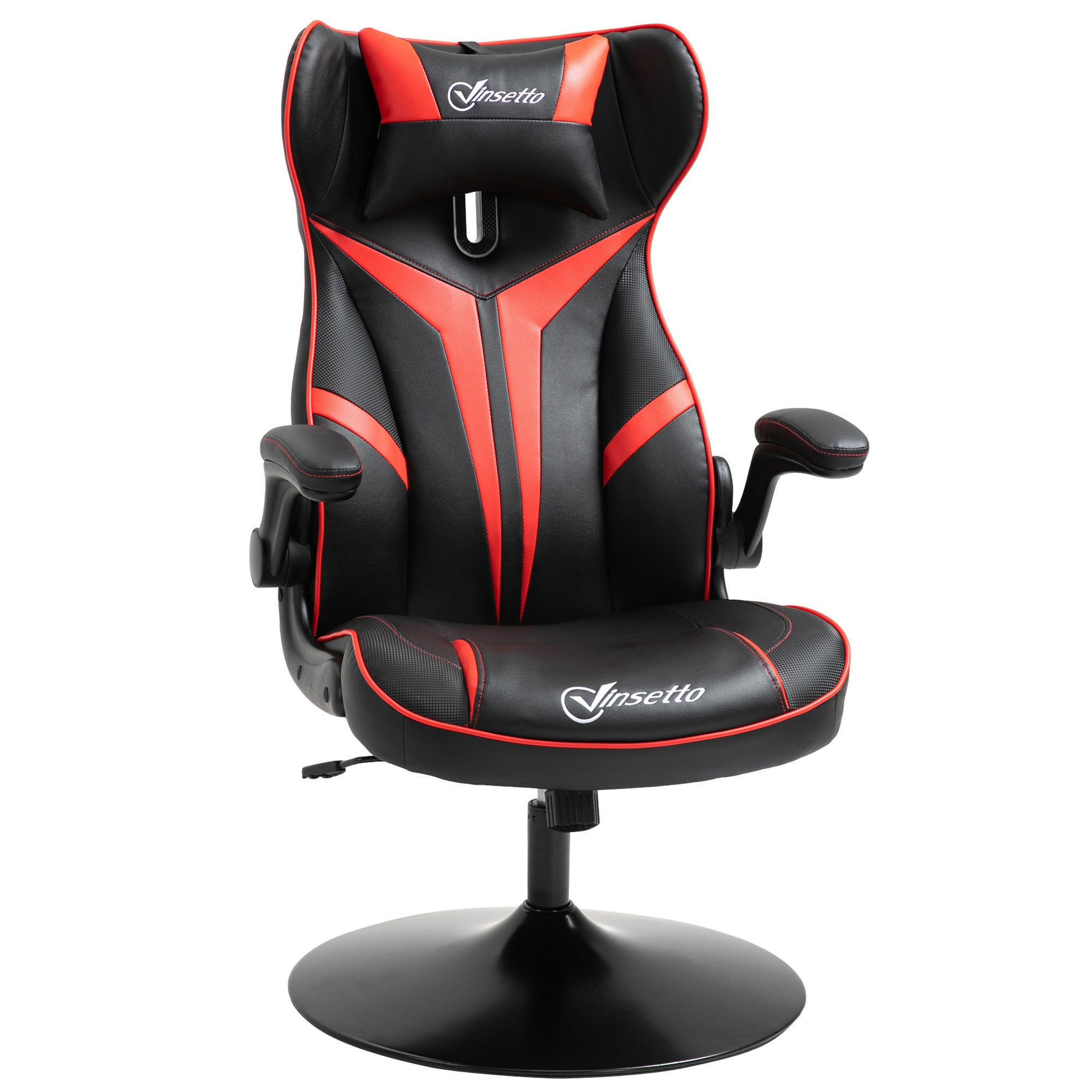 Vinsetto gamestoel ergonomische computerstoel met kantelfunctie draaistoel in hoogte verstelbaar staal zwart + rood 67 x 75 x 106-112 cm