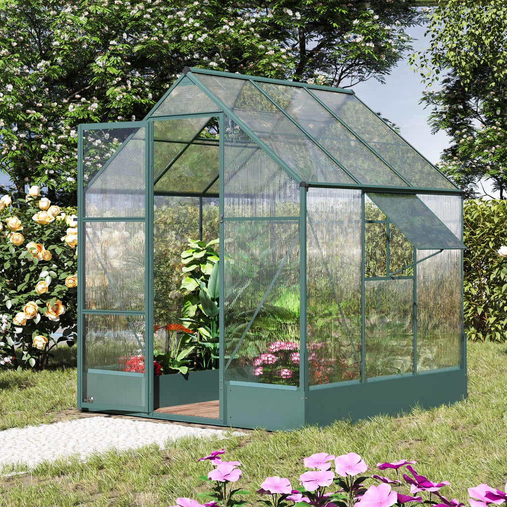Outsunny Kas voor in de tuin kweekkas tomatenhuis koude kas 190 x 190 x 220 cm