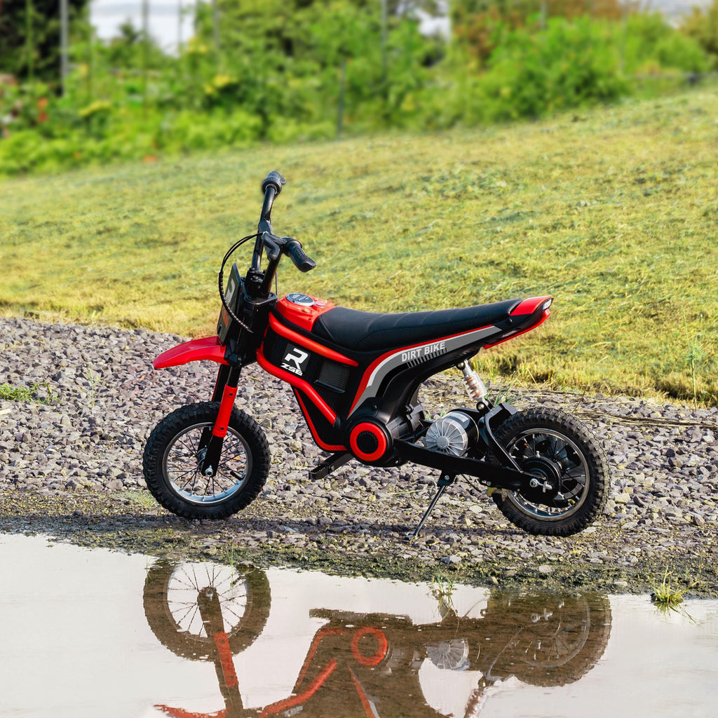 HOMCOM Elektrische Kindermotorfiets, 24V met Toeter en Verlichting, Draaigashendel, 8-16 km/u, 8-12 Jaar, Rood