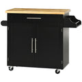 HOMCOM Keukentrolley Serveerwagen Keukenblok, 1 Kruidenrek, 1 Handdoekhouder, 109 cm x 40 cm x 89 cm, Zwart