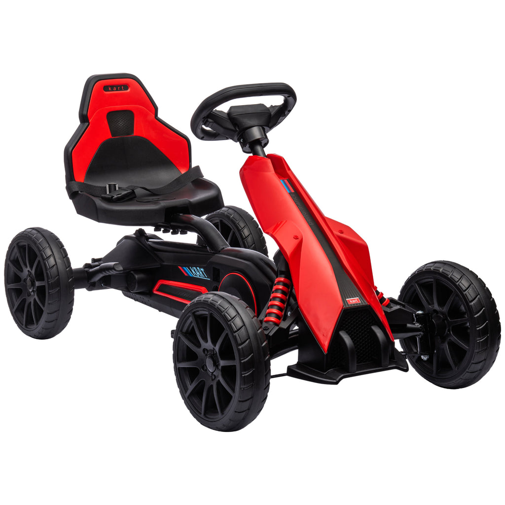 HOMCOM Go-Kart Pedal Go-Kart met Achteruit- en Vooruitversnelling, voor Kinderen van 3 tot 8 Jaar, Rood+Zwart