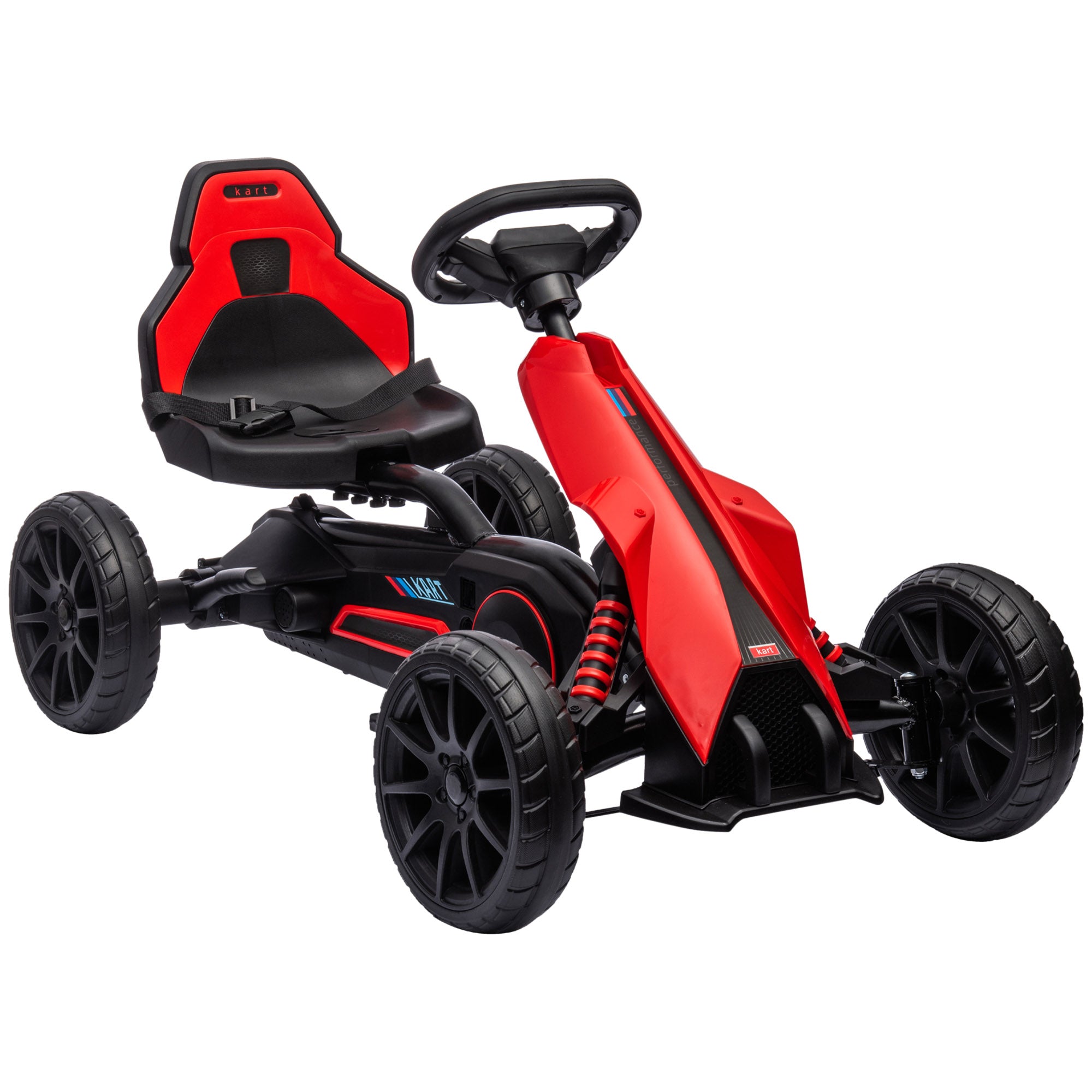 HOMCOM Go-Kart Pedal Go-Kart met Achteruit- en Vooruitversnelling, voor Kinderen van 3 tot 8 Jaar, Rood+Zwart