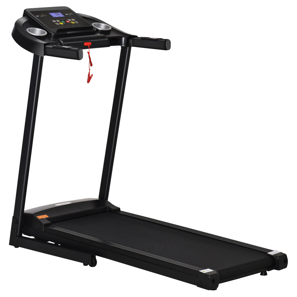 HOMCOM elektrische loopband opvouwbaar met 12 vooraf ingestelde programma's met LED-display bekerhouder en gsm-houder zeer geschikt voor home gym indoor fitness zwart 134 x 60 x 118 cm