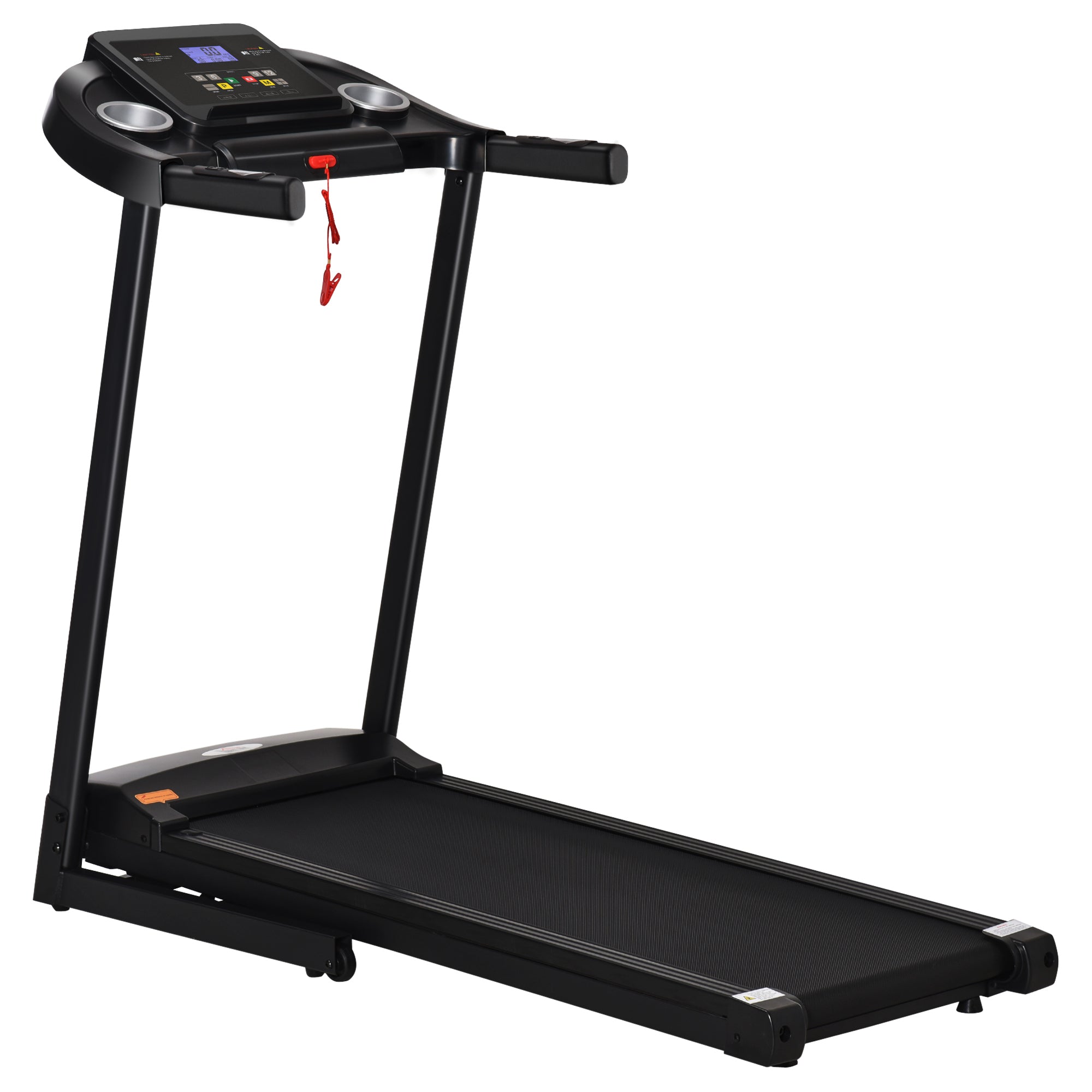 HOMCOM elektrische loopband opvouwbaar met 12 vooraf ingestelde programma's met LED-display bekerhouder en gsm-houder zeer geschikt voor home gym indoor fitness zwart 134 x 60 x 118 cm