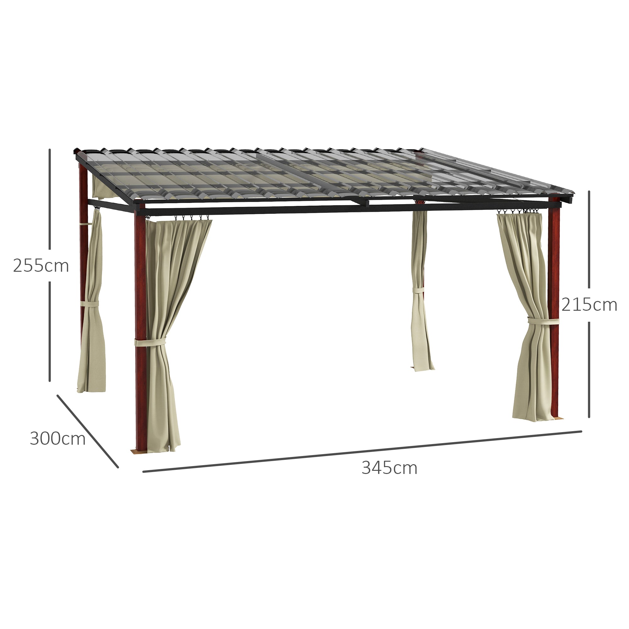 Outsunny Verstelbare Tuinprieel, Weerbestendig, Inclusief Bevestigingsmateriaal, Beige