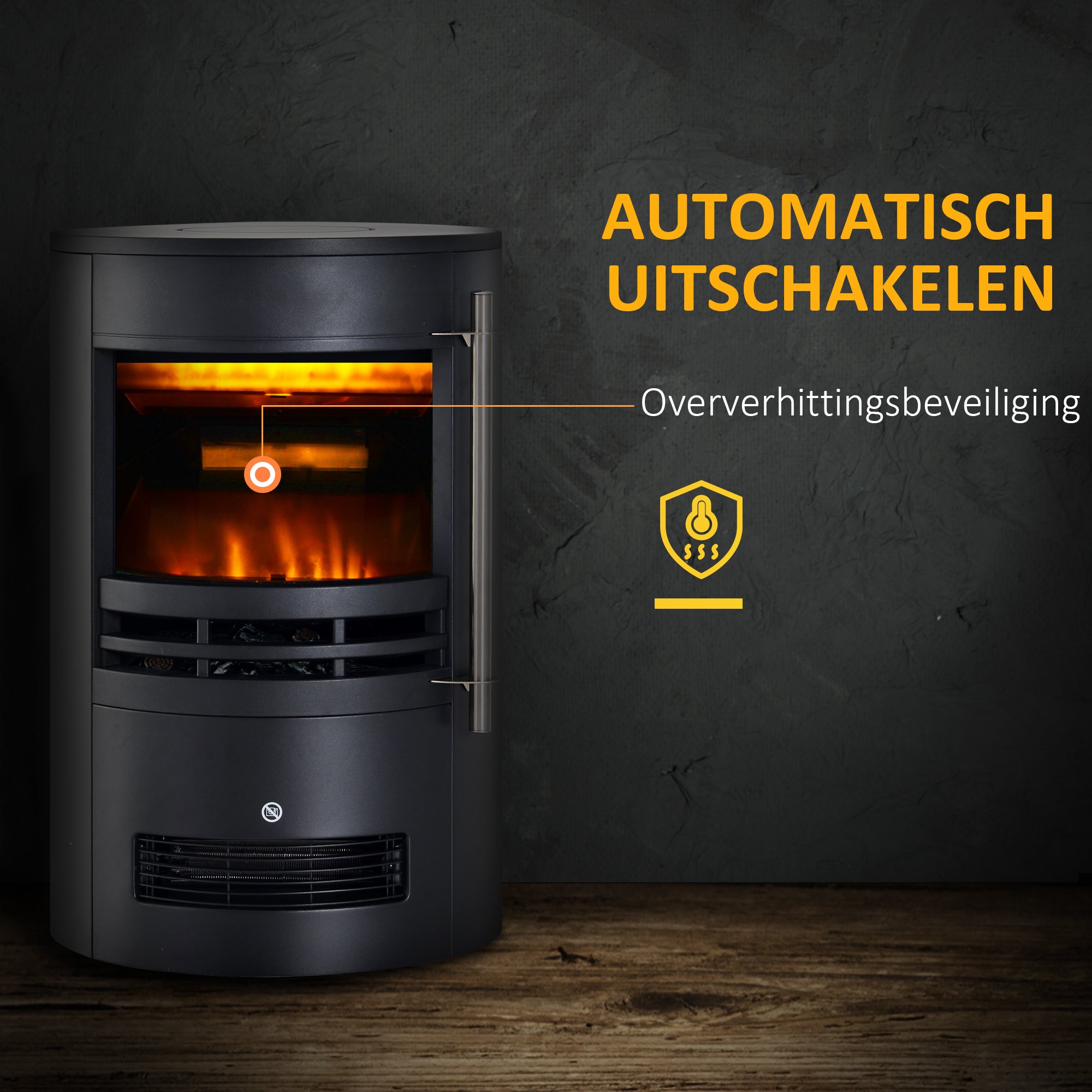HOMCOM LED Elektrische kachel met vlameffect wandkachel vrijstaande haard haardkachel 900 / 1800 W
