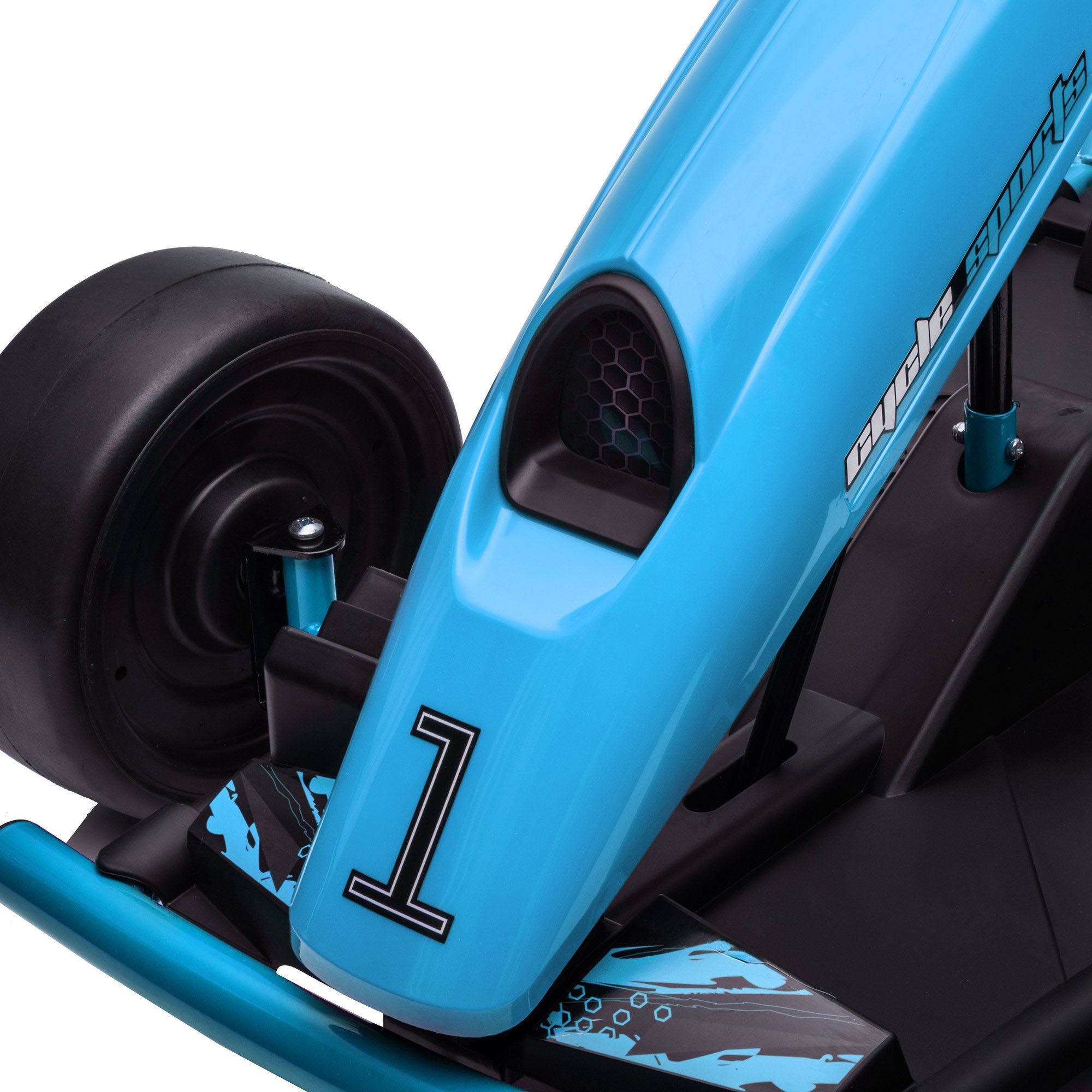 HOMCOM Elektrische Go-kart voor Kinderen, Driftfunctie, Claxon, Muziek, Veiligheidsgordel, Soft-Start, Blauw/Zwart