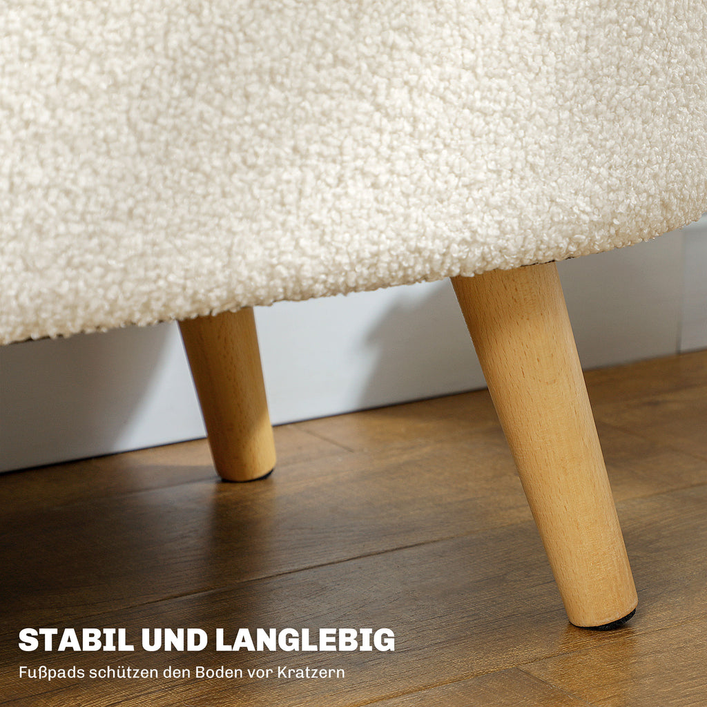 HOMCOM Zitbank met Opbergruimte en Deksel, Voethocker voor Hal, Woonkamer, Slaapkamer, Hout, Stoffen Bekleding, Wit