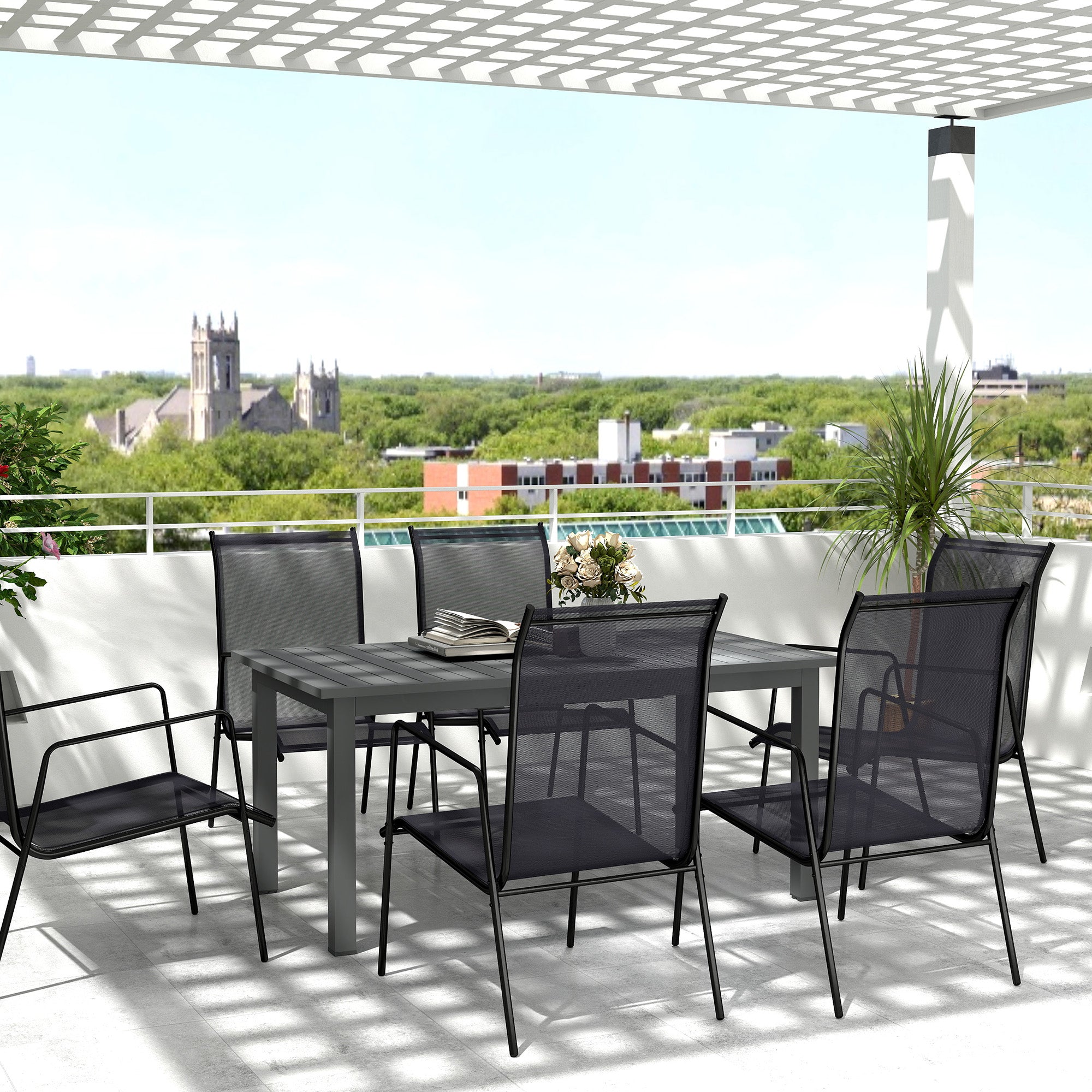 Outsunny Uitschuifbare Tuintafel Aluminium 160/220x90 cm Weerbestendig, Antislip Buffettafel Grijs