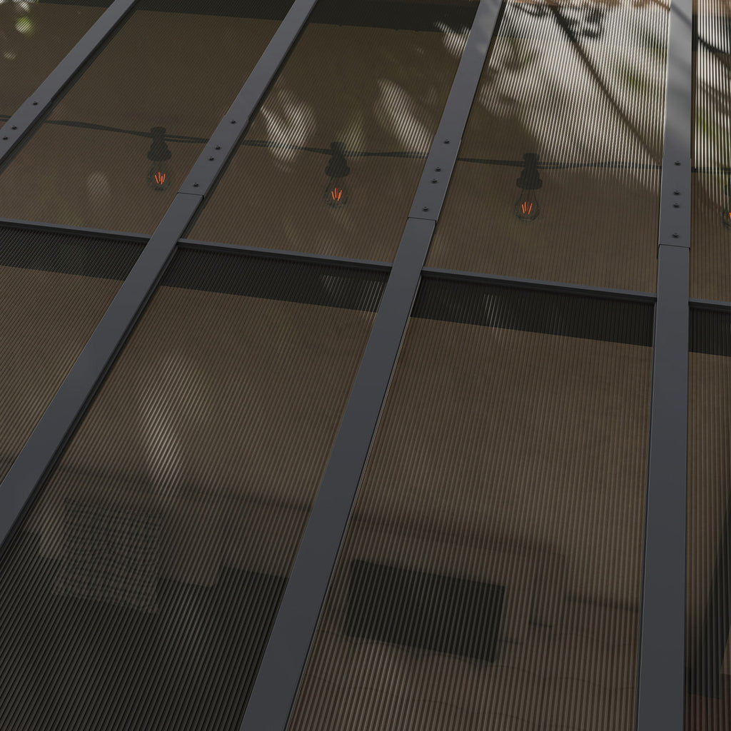 Outsunny 3 x 3 m Metalen Pergola, Tuinpergola met Waterdicht Dak, Vrijstaand, Windbestendig, UV-bestendig, Donkergrijs