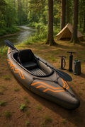 Enkelt oppustelig kajak med samlefunktion gr/sort/orange PVC s, flod og skov 315x88x35cm PpwQlRe498mT