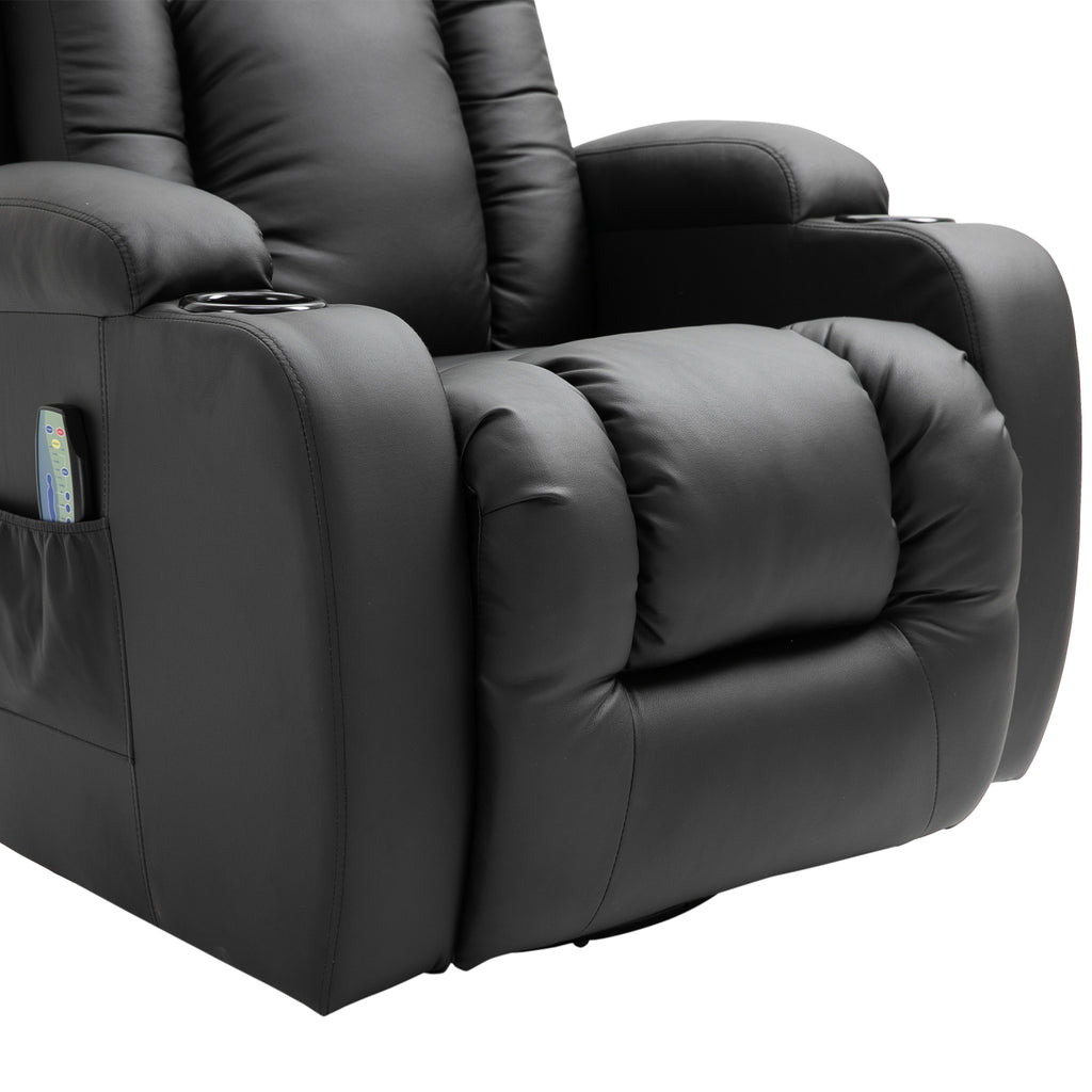 HOMCOM Massagestoel, relaxstoel, schommelfunctie, 8 vibratiepunten, inclusief afstandsbediening, zwart