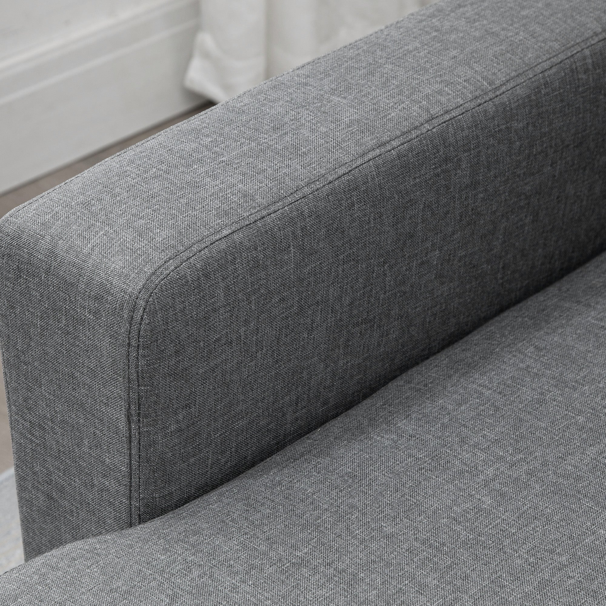 HOMCOM hoekbank met slaapfunctie opbergruimte hoekbank met bedstee chaise longue slaapbank stoffen bank L-vorm linnen touch lichtgrijs 211,5 x 146 x 85 cm