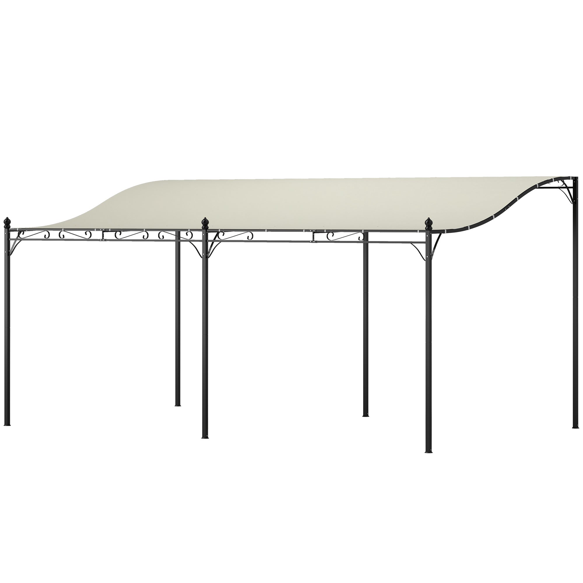 Outsunny 3 x 5 m Pergola, Flexibel Tuindak met Waterdichte Zeil en Metalen Frame, Schaduwplek, Crèmewit
