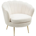 HOMCOM Fauteuil in Schelpvorm, Relaxstoel, Ontspanningsstoel, Metalen Poten in Goudlook, 79D x 77B x 77H cm, Wit