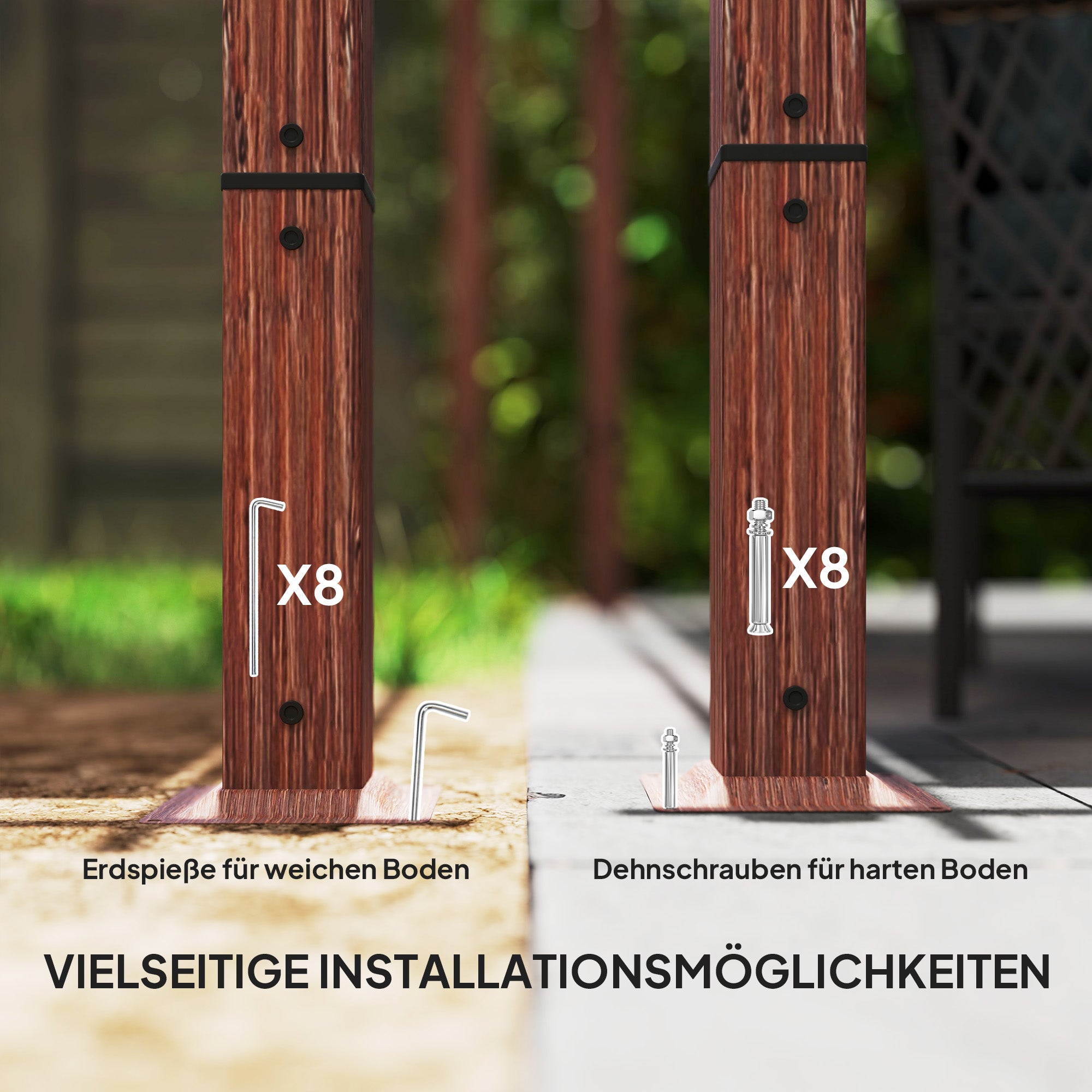 Outsunny 3 x 3 m Tuin-Pergola, Verstelbaar Terrasdak, Aluminium Frame, UPF30+ Zonbescherming, Natuurlijk Hout