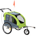 PawHut 2 in 1 hondenaanhanger fietskar jogger vlag regenhoes voor honden 4 kleuren