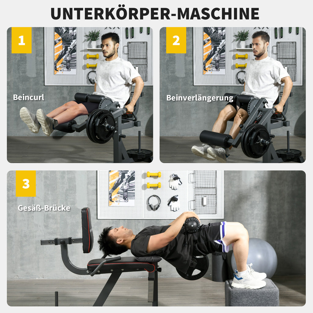 SPORTNOW Beenstrekker, 32 Posities, Verstelbare Rugleuning en Dijsteun, Staal, Grijs/Zwart