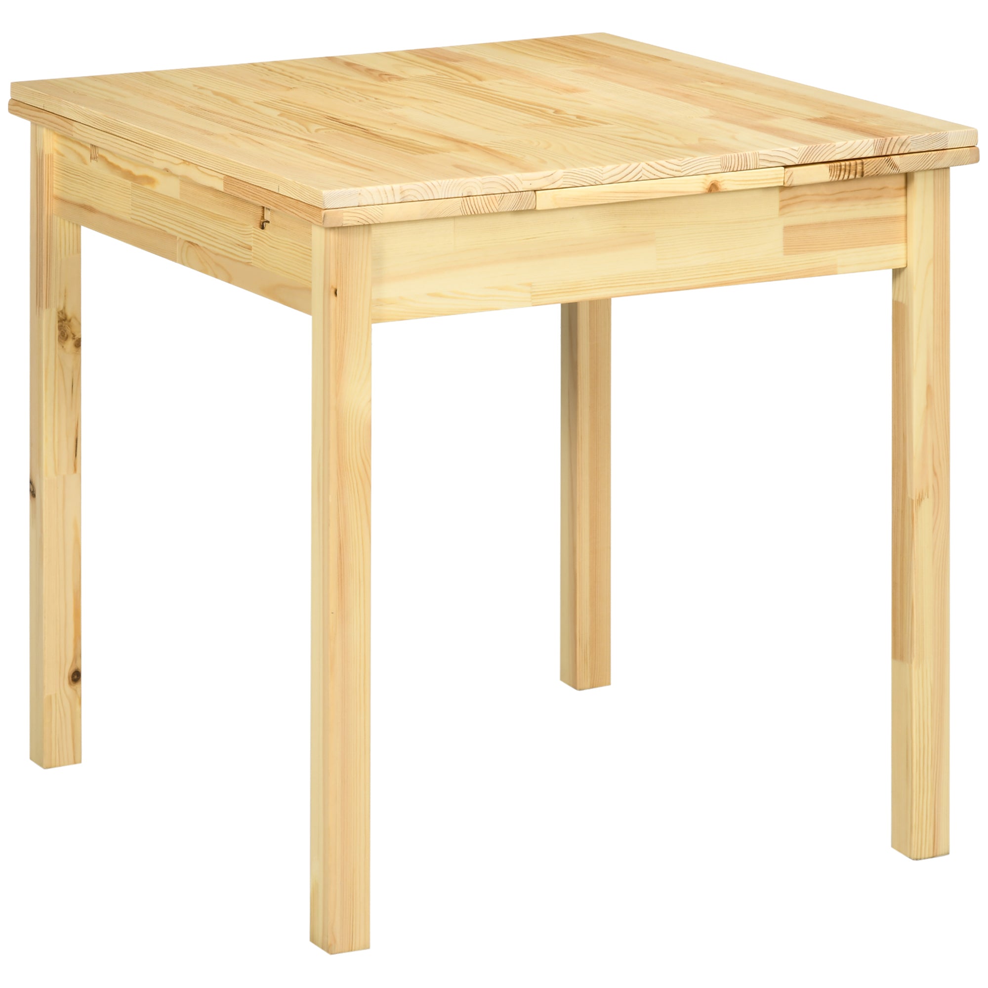 HOMCOM Massief houten eettafel, opklapbare tafel, uitbreidbaar, naturel