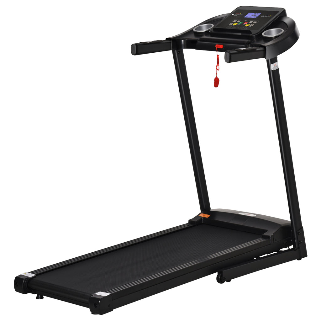 HOMCOM elektrische loopband opvouwbaar met 12 vooraf ingestelde programma's met LED-display bekerhouder en gsm-houder zeer geschikt voor home gym indoor fitness zwart 134 x 60 x 118 cm