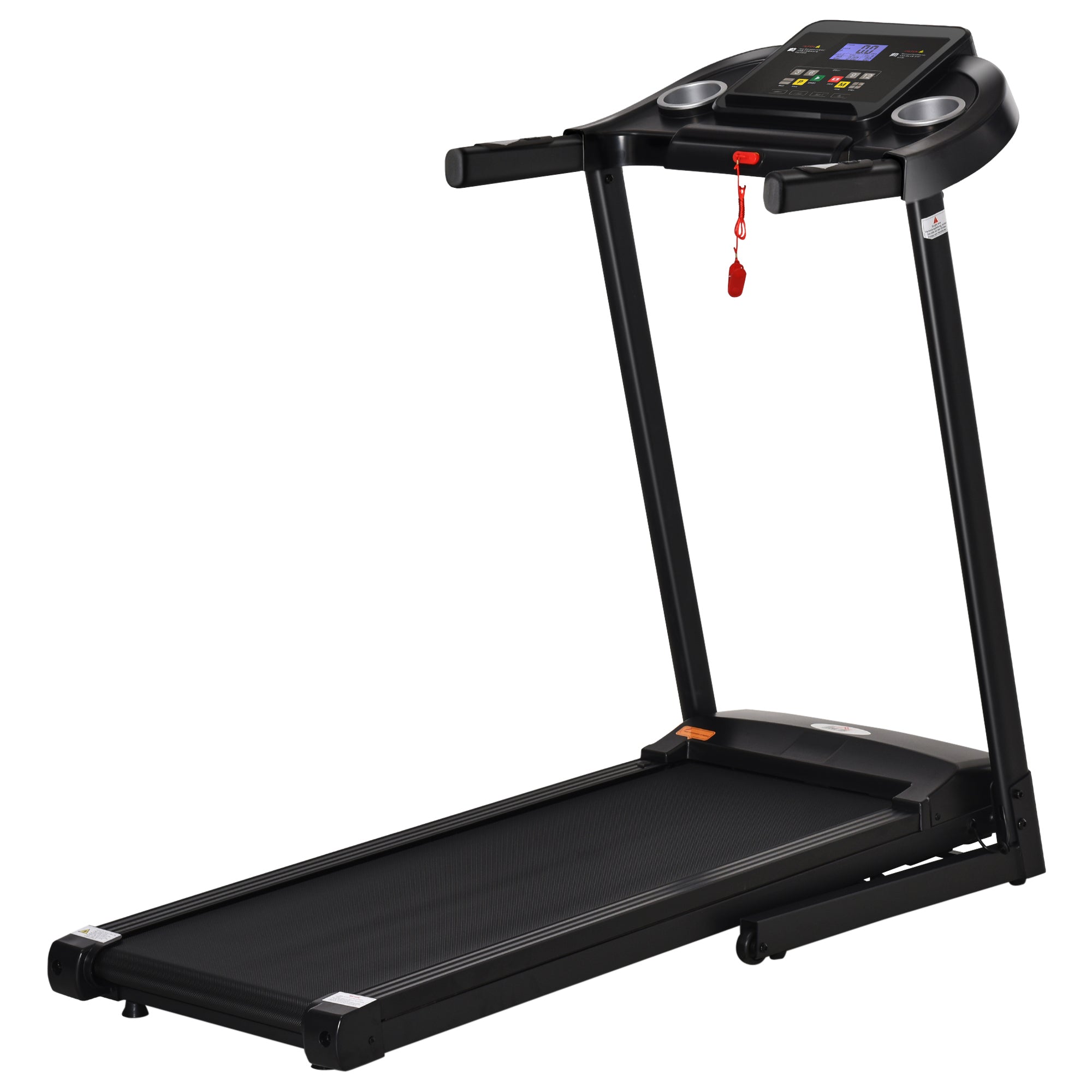 HOMCOM elektrische loopband opvouwbaar met 12 vooraf ingestelde programma's met LED-display bekerhouder en gsm-houder zeer geschikt voor home gym indoor fitness zwart 134 x 60 x 118 cm