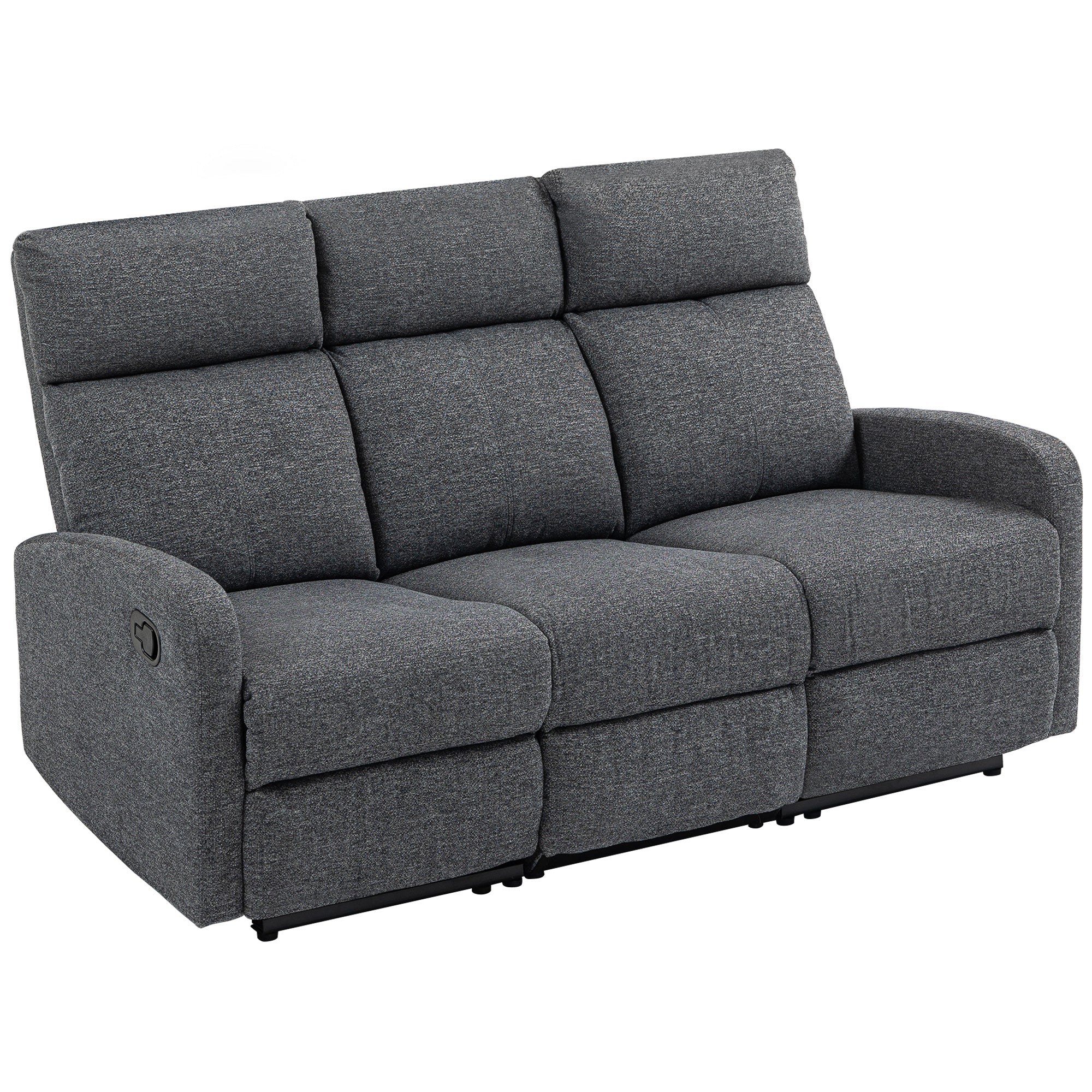 HOMCOM 3-zits Bank, individueel verstelbare rugleuningen, voetensteun, stofbekleding, metaal, Grijs