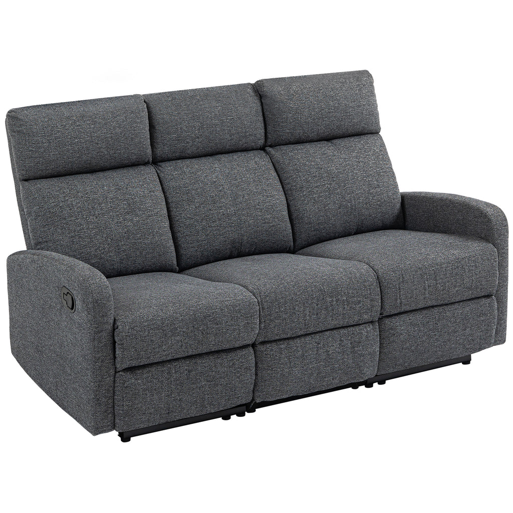 HOMCOM 3-zits Bank, individueel verstelbare rugleuningen, voetensteun, stofbekleding, metaal, Grijs