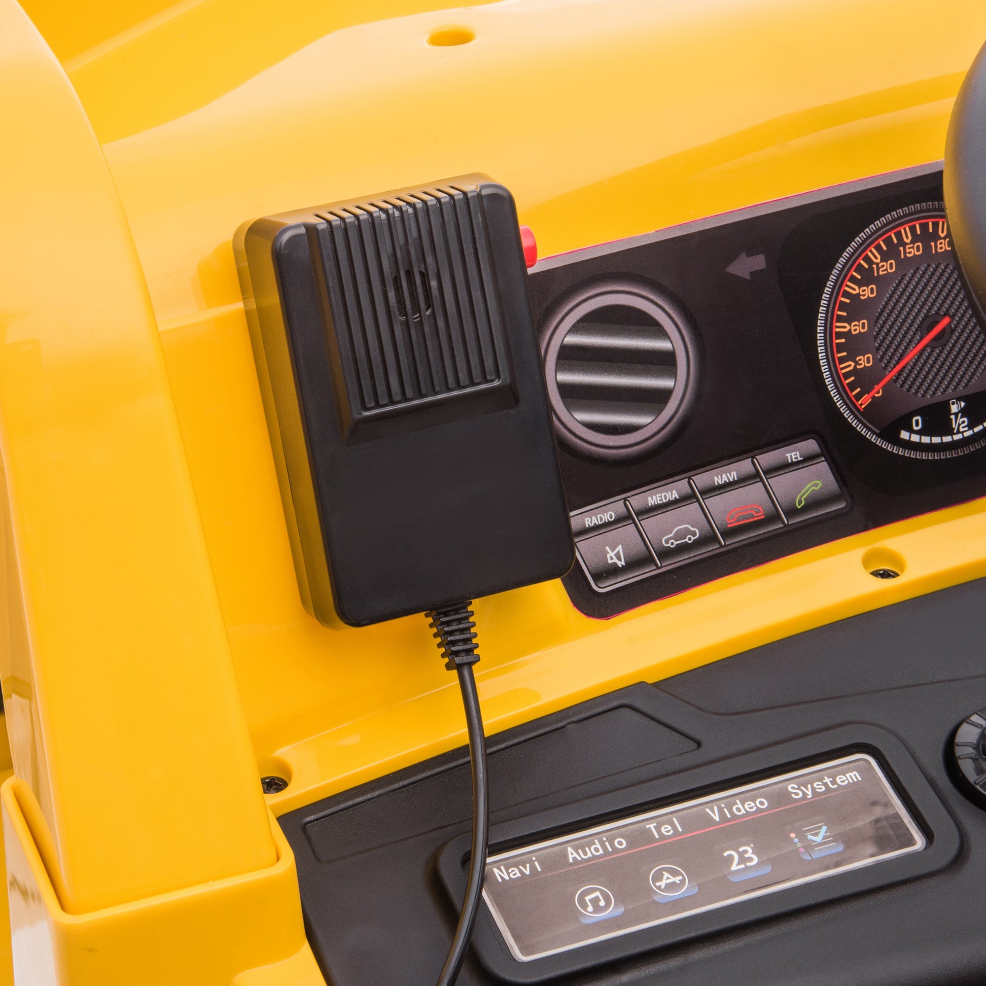 AIYAPLAY Elektrische Kindergraafmachine, Caterpillar Kipper, 3-5 km/u, met Afstandsbediening, 3-6 Jaar, Geel