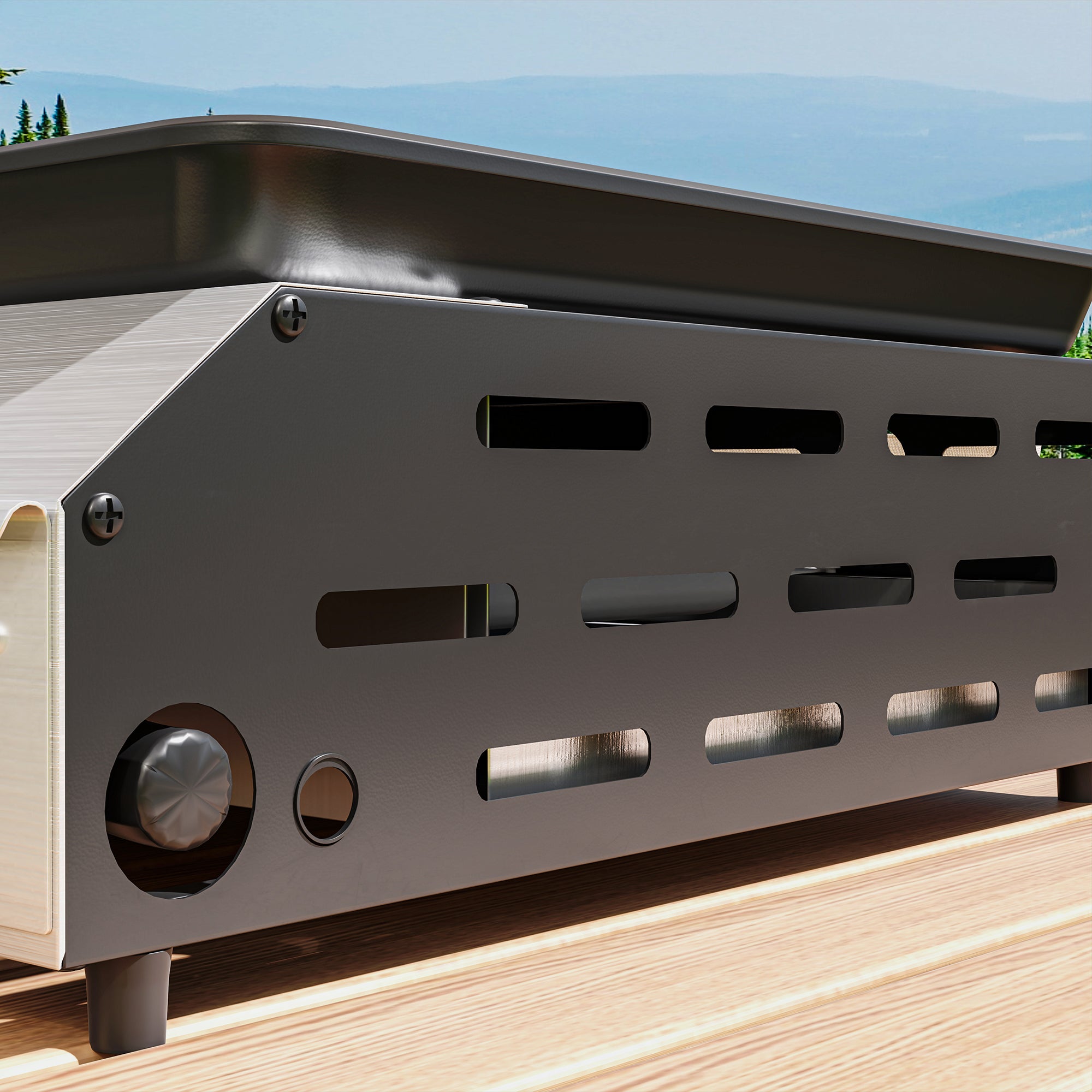Outsunny Gasbarbecue met 8000BTU/2,4 KW, Grillwagen incl. 4 Roestvrijstalen Branders, Drukregelaar 44 x 44,5 x 19 cm Zilver+Zwart